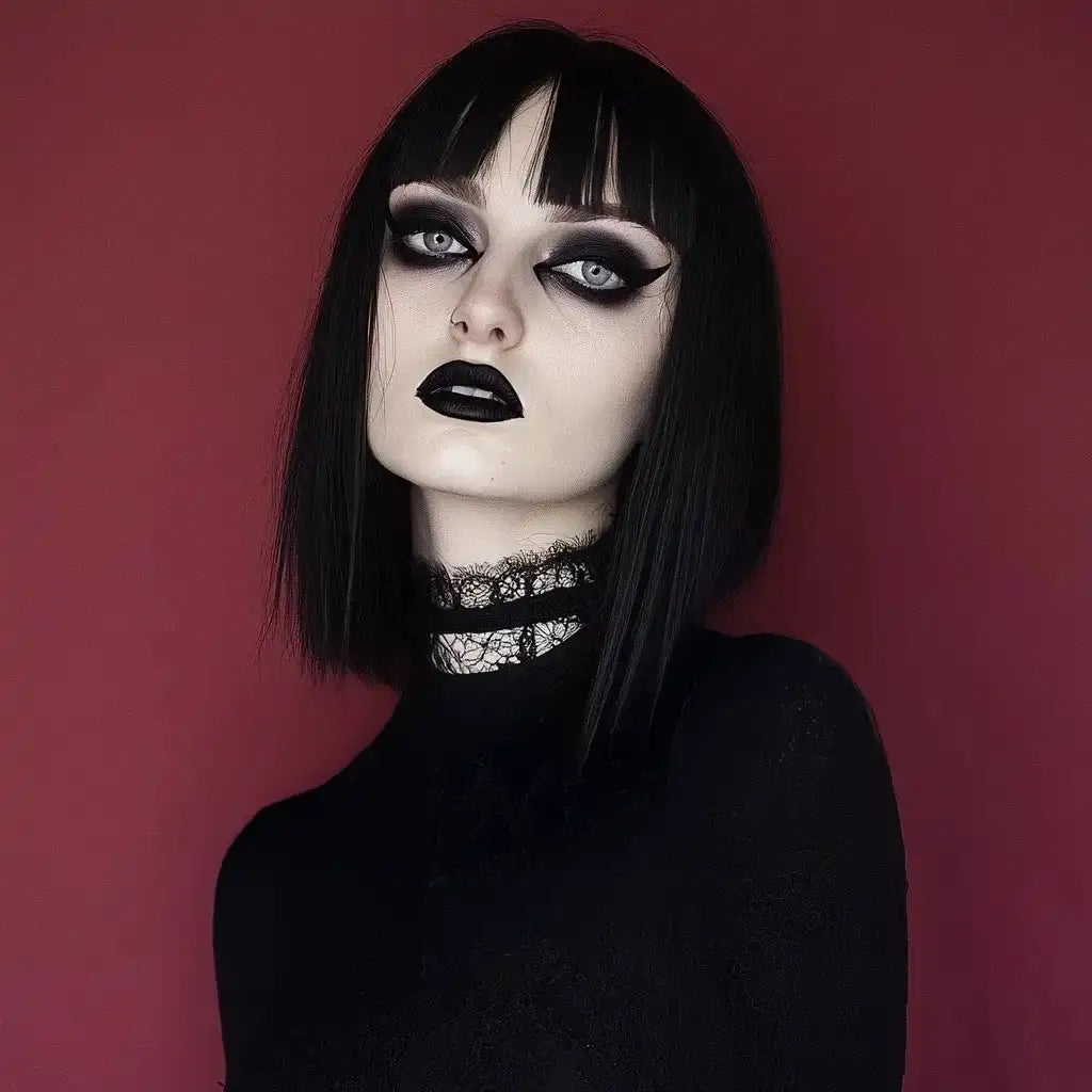 Stargazer model wearing black lipstick