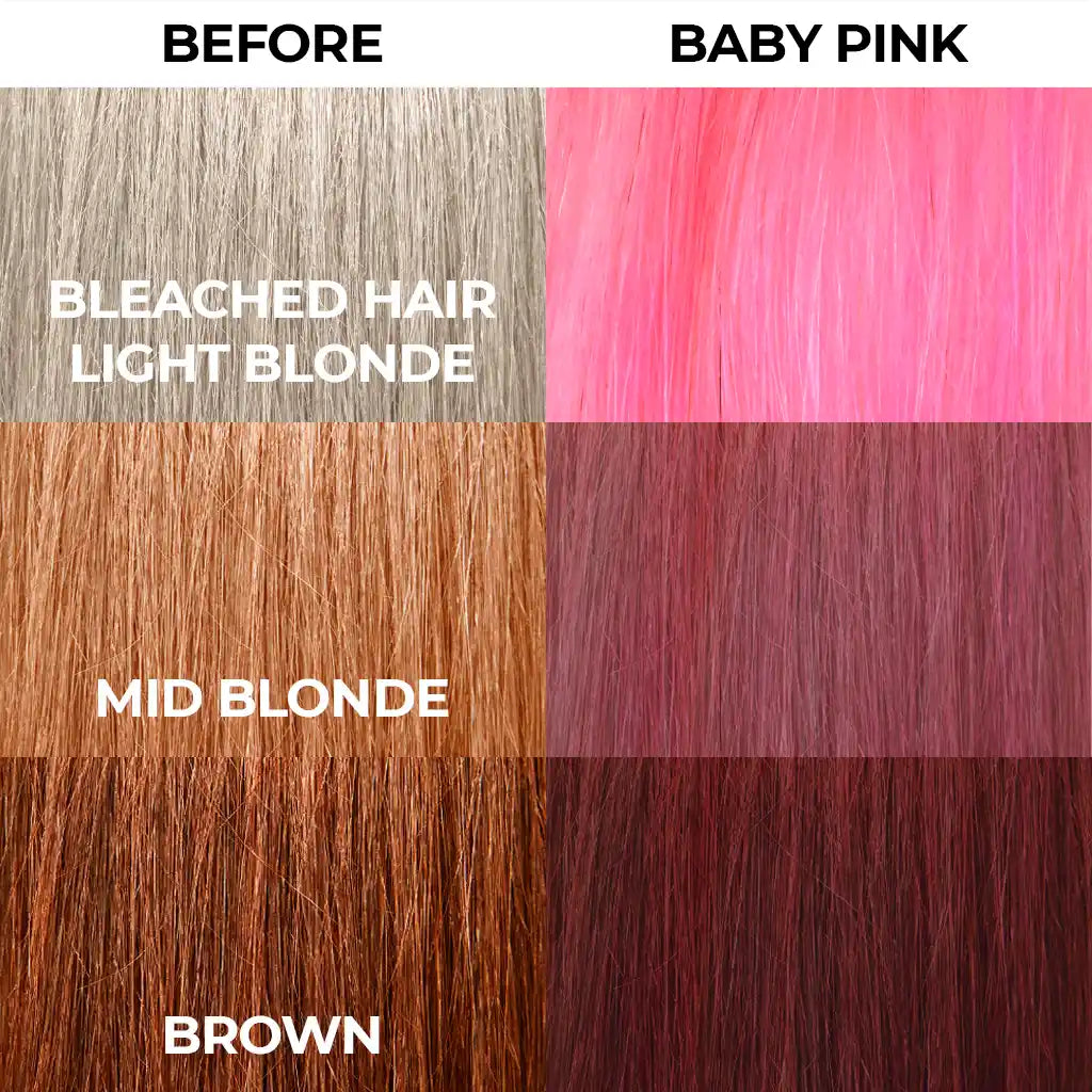 Stargazer Semi Permanent Hair Dye Hair comparison Baby Pink