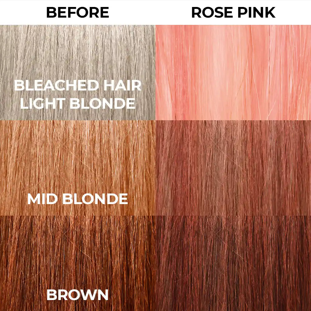 Stargazer Semi Permanent Hair Dye Hair comparison Rose Pink