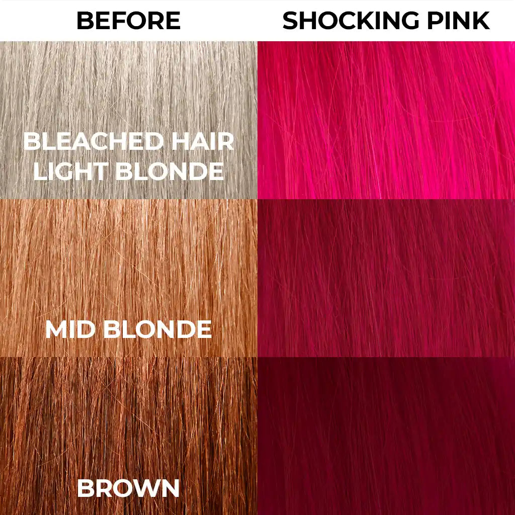 Stargazer Semi Permanent Hair Dye Hair comparison Shocking Pink