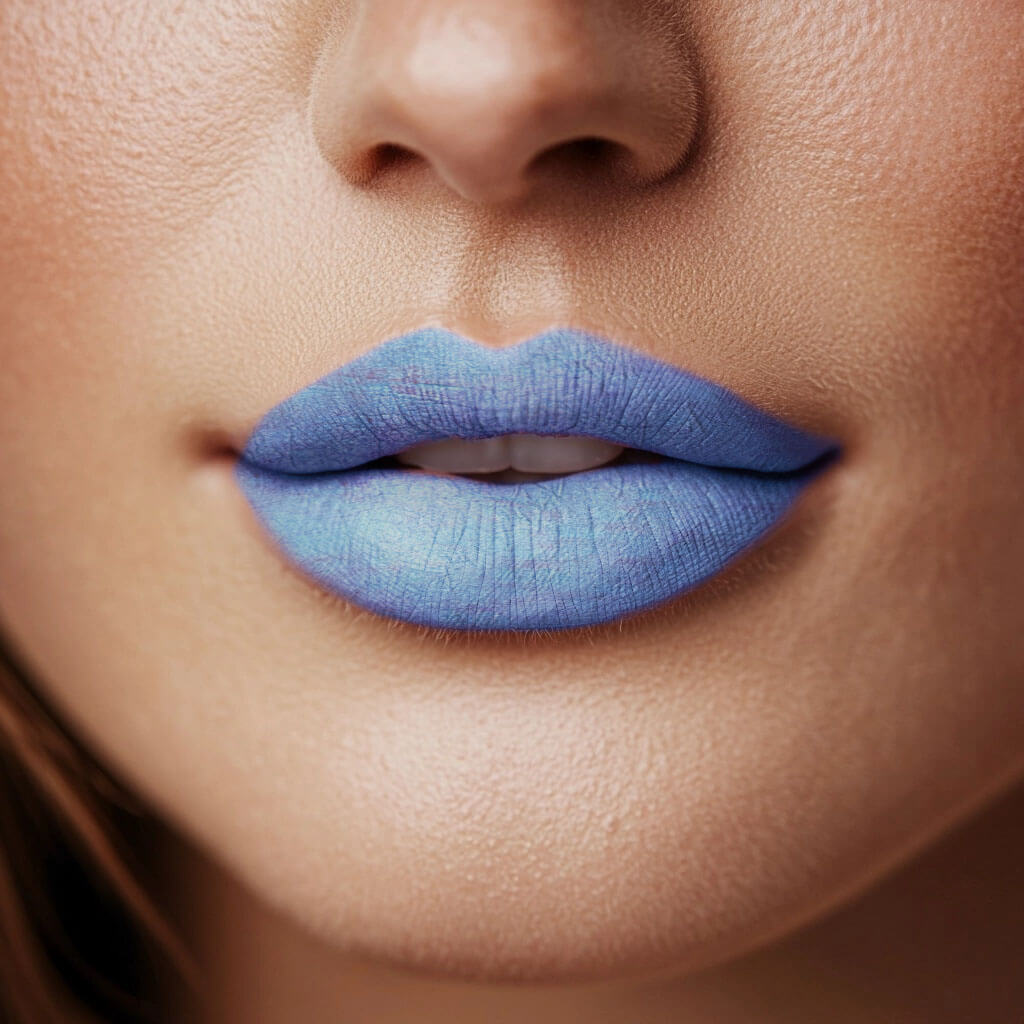 Stargazer blue Lipstick on the lips 105