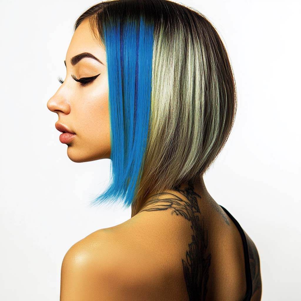 Model showing Neon Hair Mascara blue - Stargazer