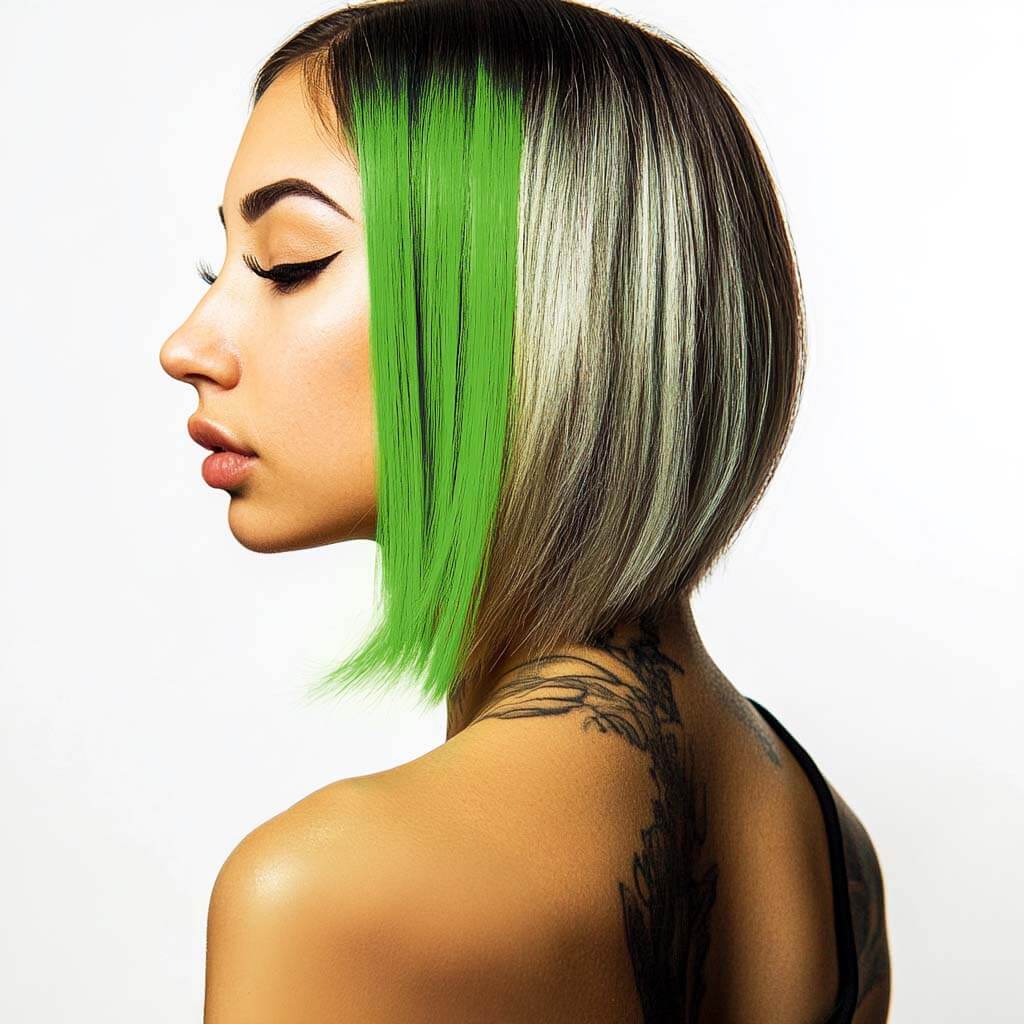 Model showing Neon Hair Mascara green - Stargazer