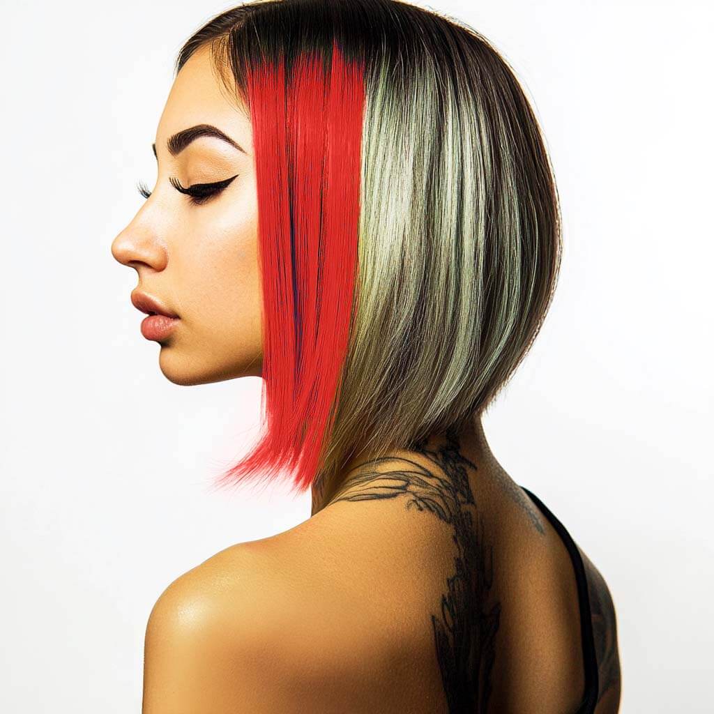 Model showing Neon Hair Mascara red - Stargazer